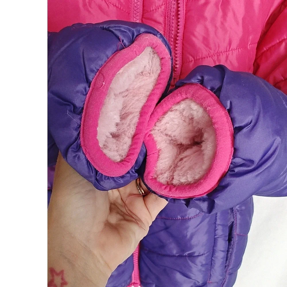 Eddie Bauer Youth Reversible Puffer Jacket  Pink Purple Ombre Fleece M 10 12